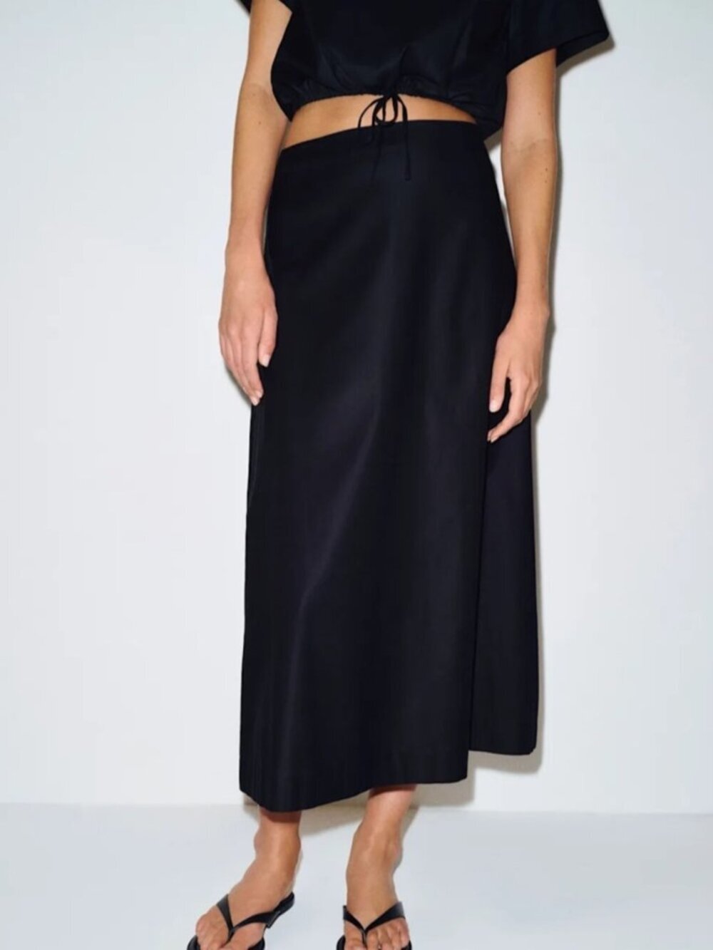 NEW Reformation Jordan Two Piece Short Sleeve Skirt Set Cotton Black | US 2 UK 6 - Picture 3 of 15